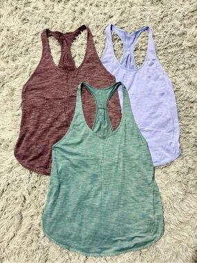 Lot 3 Lululemon 105F Singlet ribbed running gym tank tops 10 silverette M